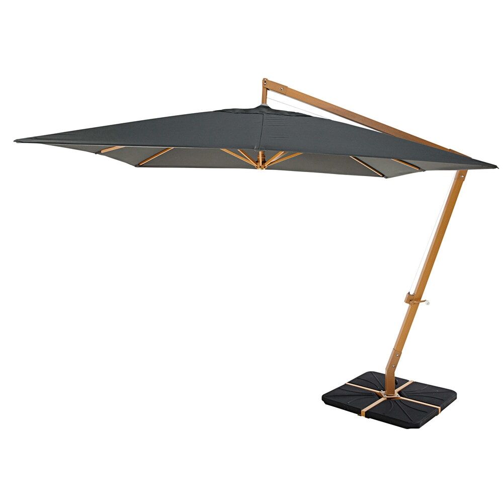 Maisons du Monde Kantelbare parasol van aluminium en antracietgrijze stof met voet 3x3
