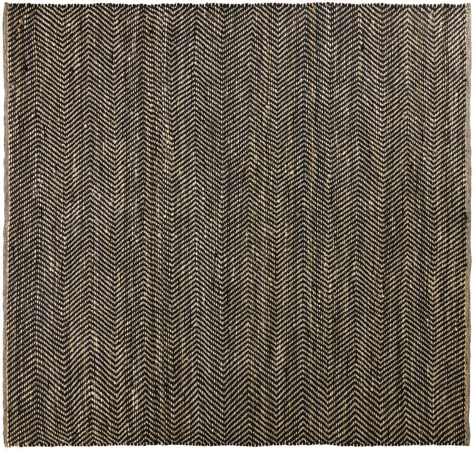 Maisons du Monde Tapis en coton et jute noir et marron motifs à chevrons 200x200