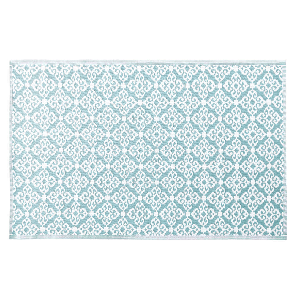 Maisons du Monde Tapis en polypropylène bleu motifs graphiques blancs 180x270, OEKO-TEX®