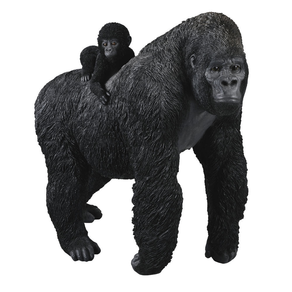 Maisons du Monde Zwart beeld van gorilla en baby H105
