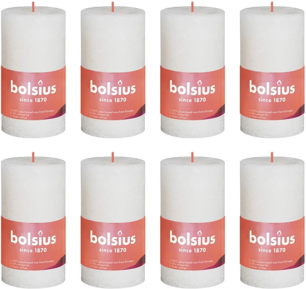 Bolsius Bougies pilier rustiques Shine 8 pcs 100x50 mm Perle douce