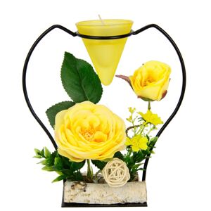 I.GE.A. Teelichthalter »Rose«, Metall Glaseinsatz Teelichtkerze Kunstblumen... gelb