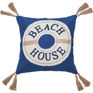 done.® Dekokissen »CUSHION SEALIFE BEACH HOUSE« Blau, Natur + bedruckt-bestickt-Schriftzug  B/L: 45 cm x 45 cm