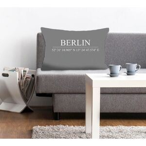 queence Dekokissen »Berlin«, mit Schriftzug, Kissenhülle ohne Füllung, 1 Stück grau + bedruckt  B/L: 40 cm x 60 cm