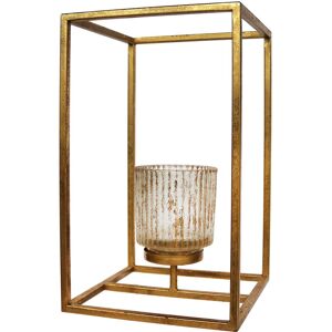 Creativ deco Teelichthalter »Weihnachtsdeko«, (1 St.), Glas mit Reliefstruktur goldfarben