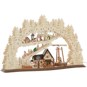 Home affaire Schwibbogen »Forsthaus, Weihnachtsdeko«, mit bewegter Pyramide natur  B/H/T: 57 cm x 37 cm x 13 cm