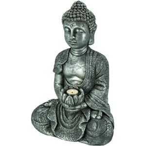 NOOR LIVING Kerzenhalter »Buddha«, (1 St.), sitzend, aus Magnesia grau/silberfarben