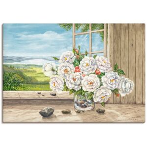 Artland Wandbild »Weisse Rosen am Fenster«, Blumen, (1 St.), als Alubild,... naturfarben Größe