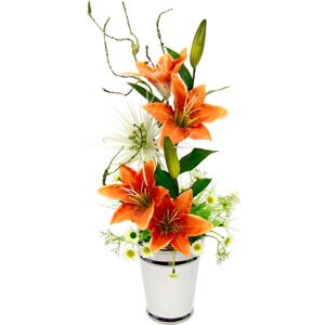 I.GE.A. Kunstpflanze »Arrangement Lilien in Topf« orange Größe