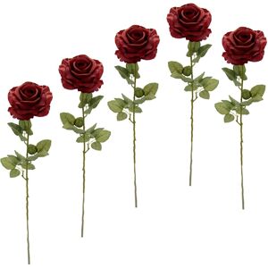I.GE.A. Kunstblume »Rose«, 5er Set dunkelrot Größe