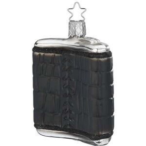 INGE-GLAS® Weihnachtsbaumkugel »Flachmann 45054 cm, Schwarz/Silberfarben«, (1... Schwarz, Silberfarben Größe