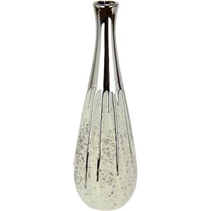I.GE.A. Dekovase »Keramik Vase«, Keramik-Vase, Blumenvase gepunktet weiss/silberfarben Größe