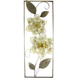 I.GE.A. Bild »Metallbild Blumen Blätter Blume Wanddeko Wandskulptur Bild 3D... creme Größe