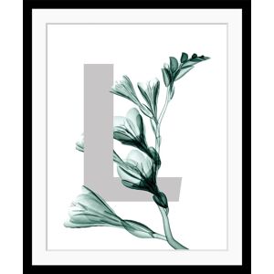 queence Bild »L-Flower«, Buchstaben, Blätter, gerahmt, Blume schwarz Größe
