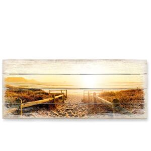 Wall-Art Holzbild »Sonnenuntergang Boho Deko«, (1 St.), Vintage Holzschild mehrfarbig Größe