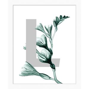 queence Bild »L-Flower«, Buchstaben, Blätter, gerahmt, Blume weiss Größe