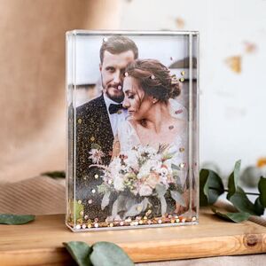 smartphoto Schüttelrahmen mit silbernen Glitzer Querformat zur Hochzeit