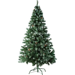 tectake Weihnachtsbaum künstlich mit Zapfen und Metallständer 180cm - grün