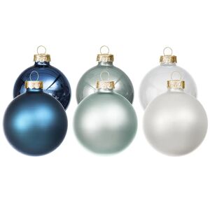 buttinette Weihnachtskugeln aus Glas, blau, weiss 6 cm Ø, 12 Stück - Size: 6 cm Ø