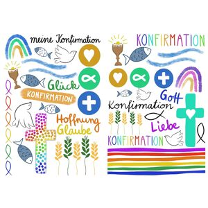 buttinette Kerzentattoos Konfirmation, 2 Bogen - Size: 2,5–12,5 cm