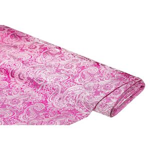 buttinette Jacquard Blumen/Paisley, pink/silber - Size: 145 cm