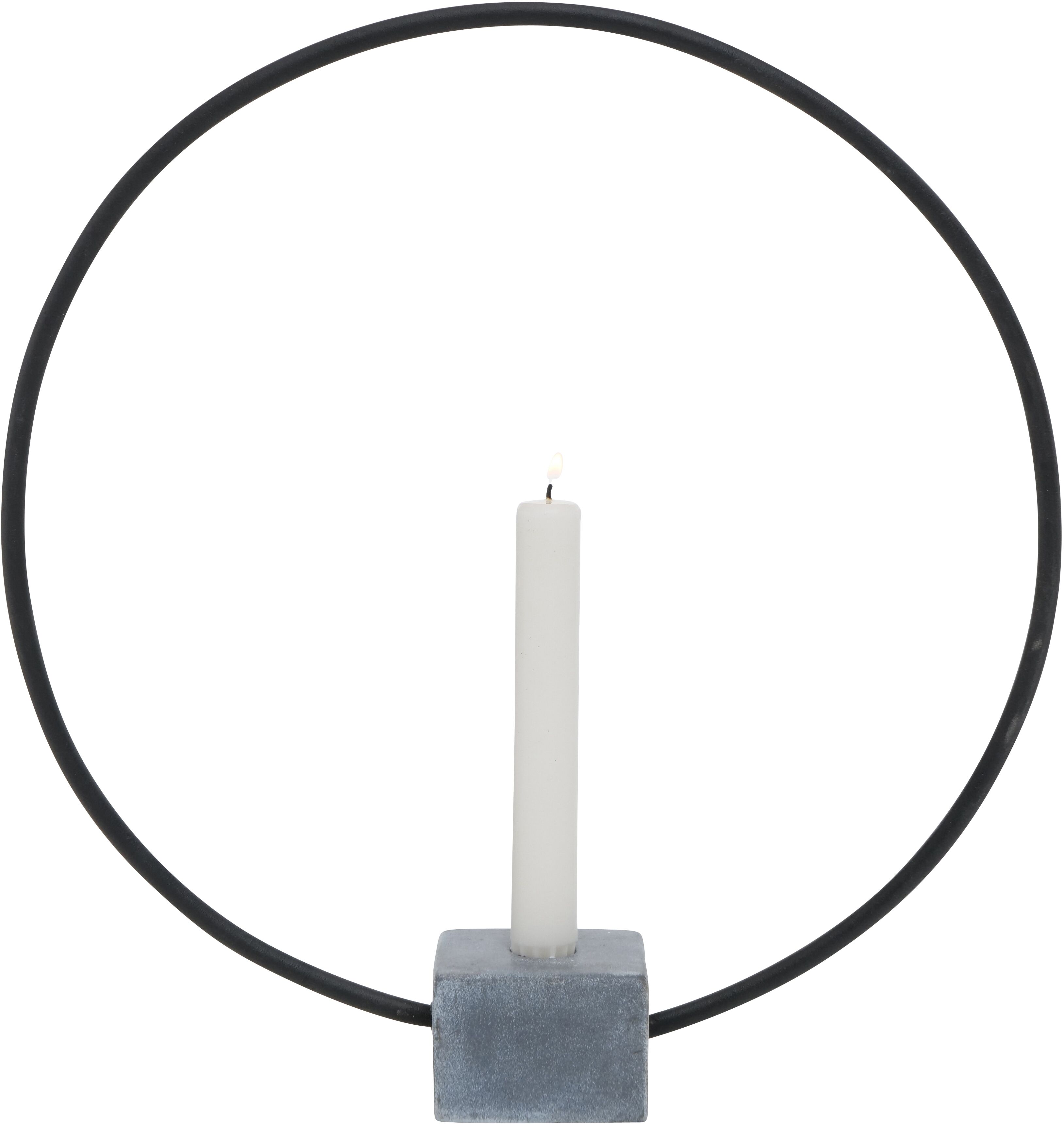 BOLTZE Kerzenhalter »Congo«, rund, mit Sockel in Beton-Optik schwarz