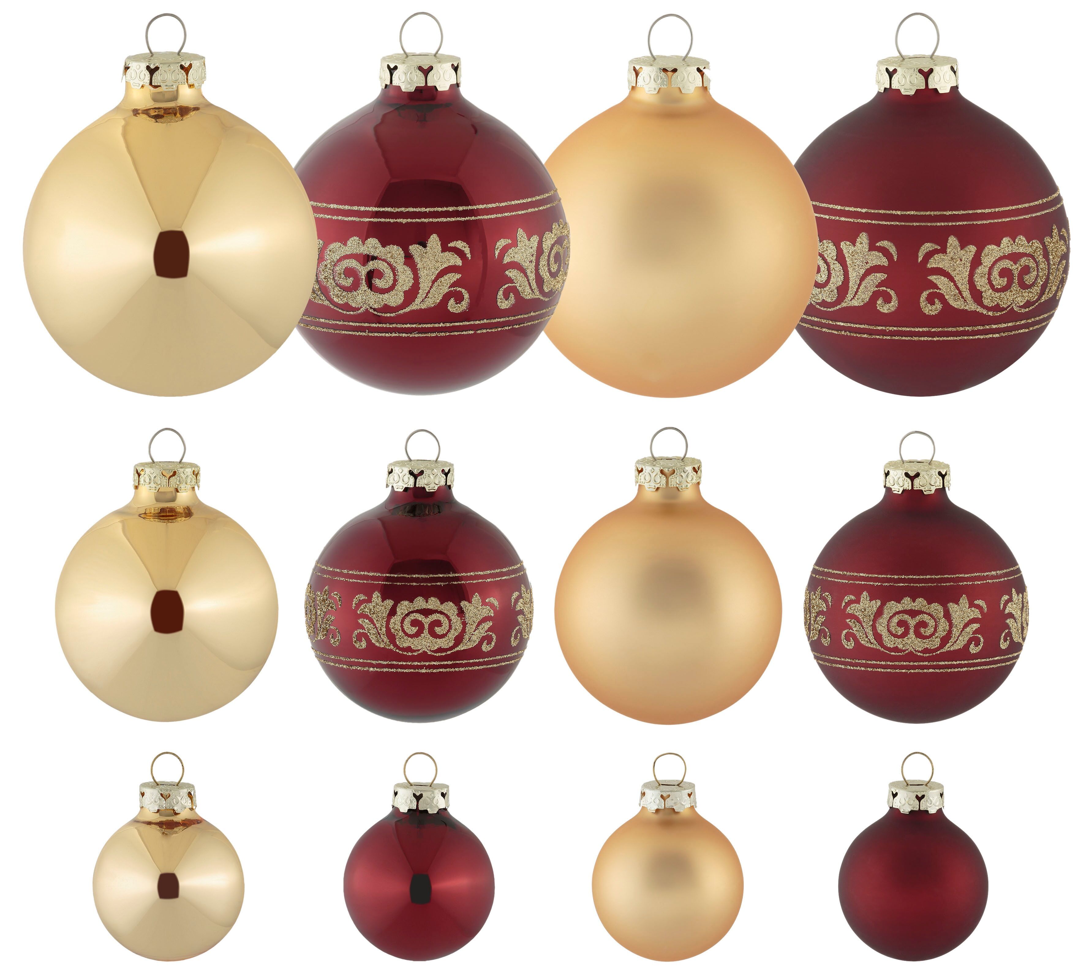 Thüringer Glasdesign Weihnachtsbaumkugel »Opulent«, (Set, 30 St.) goldfarben