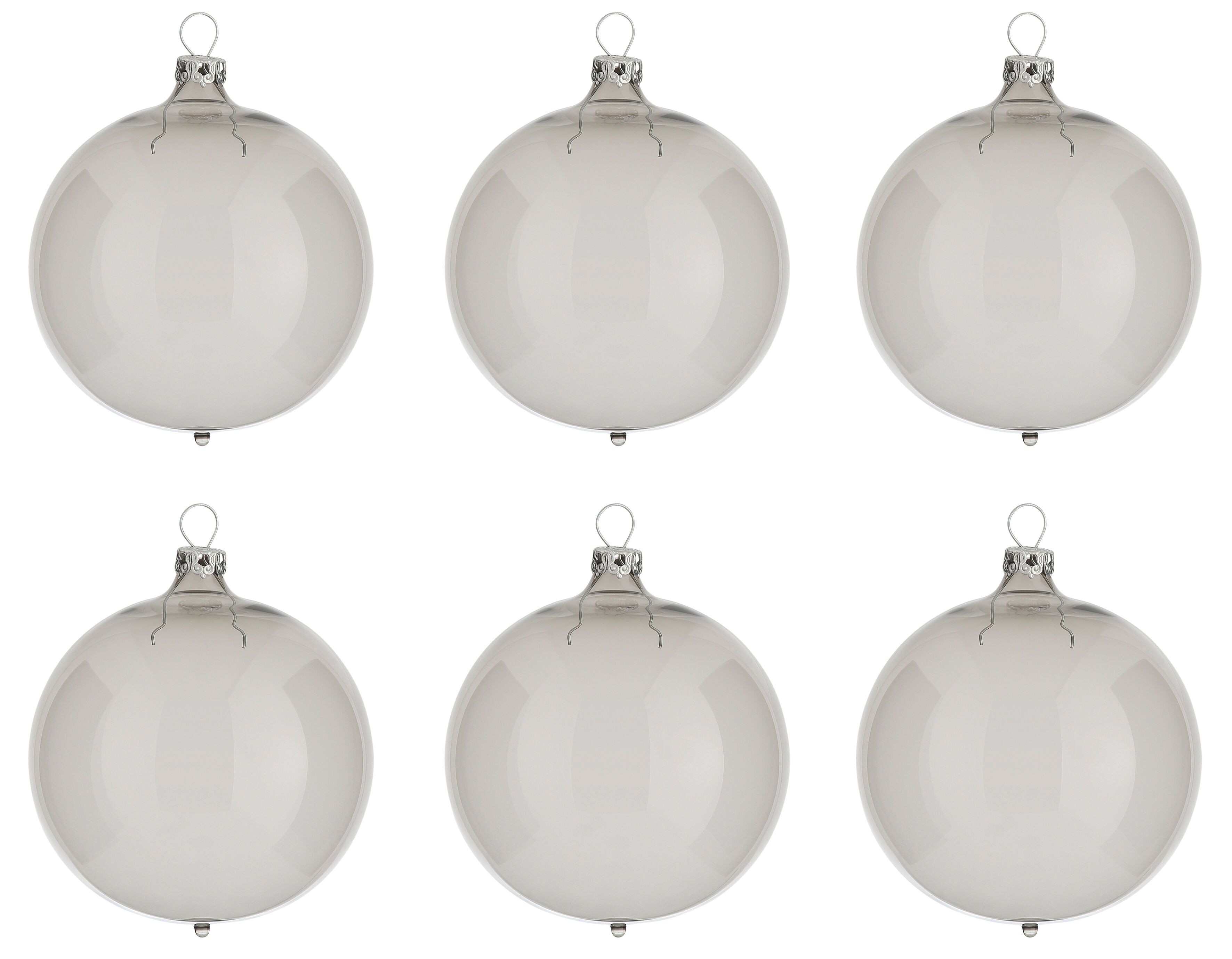 Thüringer Glasdesign Weihnachtsbaumkugel »Transparent«, (Set, 6 St.), grau grau