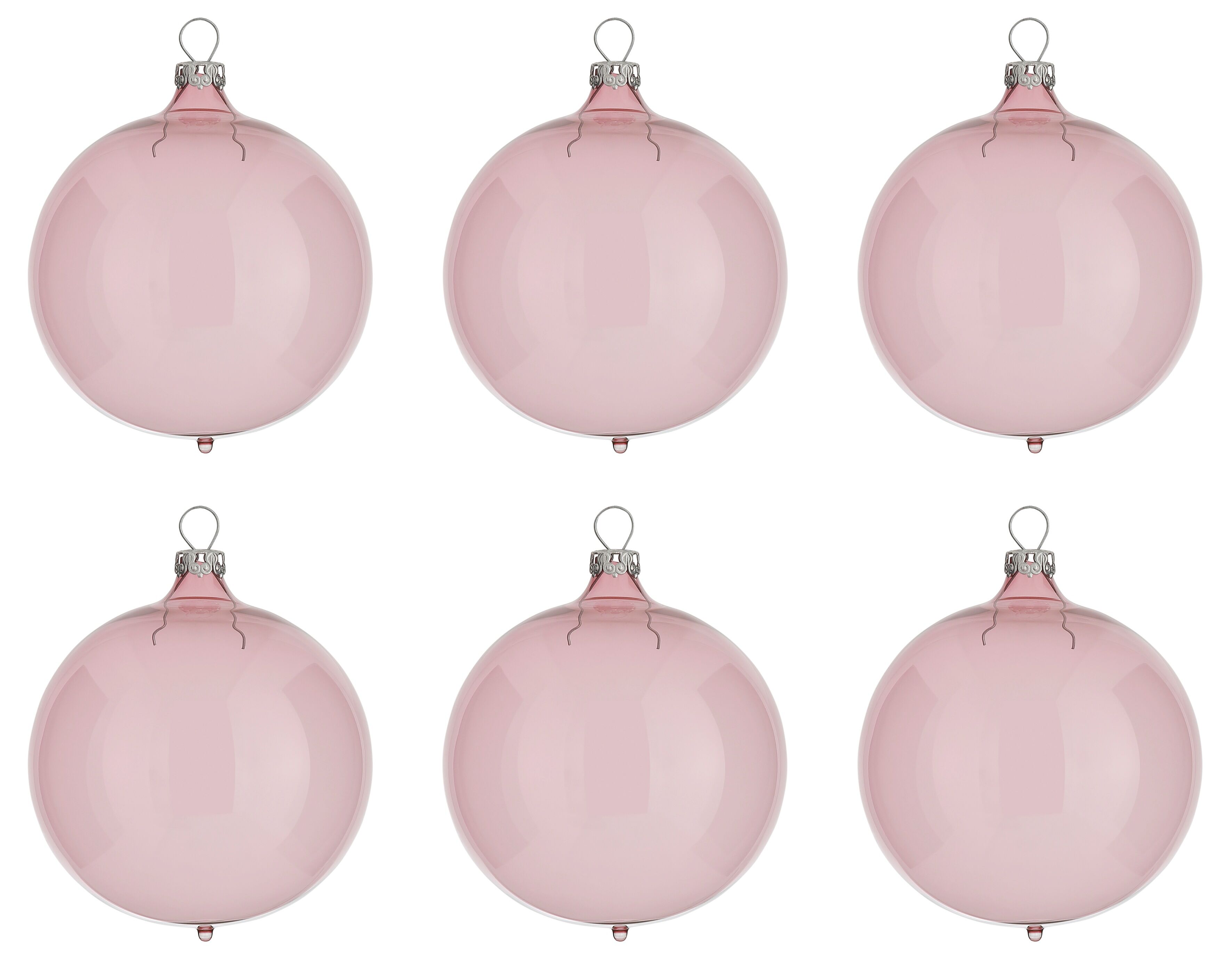 Thüringer Glasdesign Weihnachtsbaumkugel »Transparent«, (Set, 6 St.), rosa rosa
