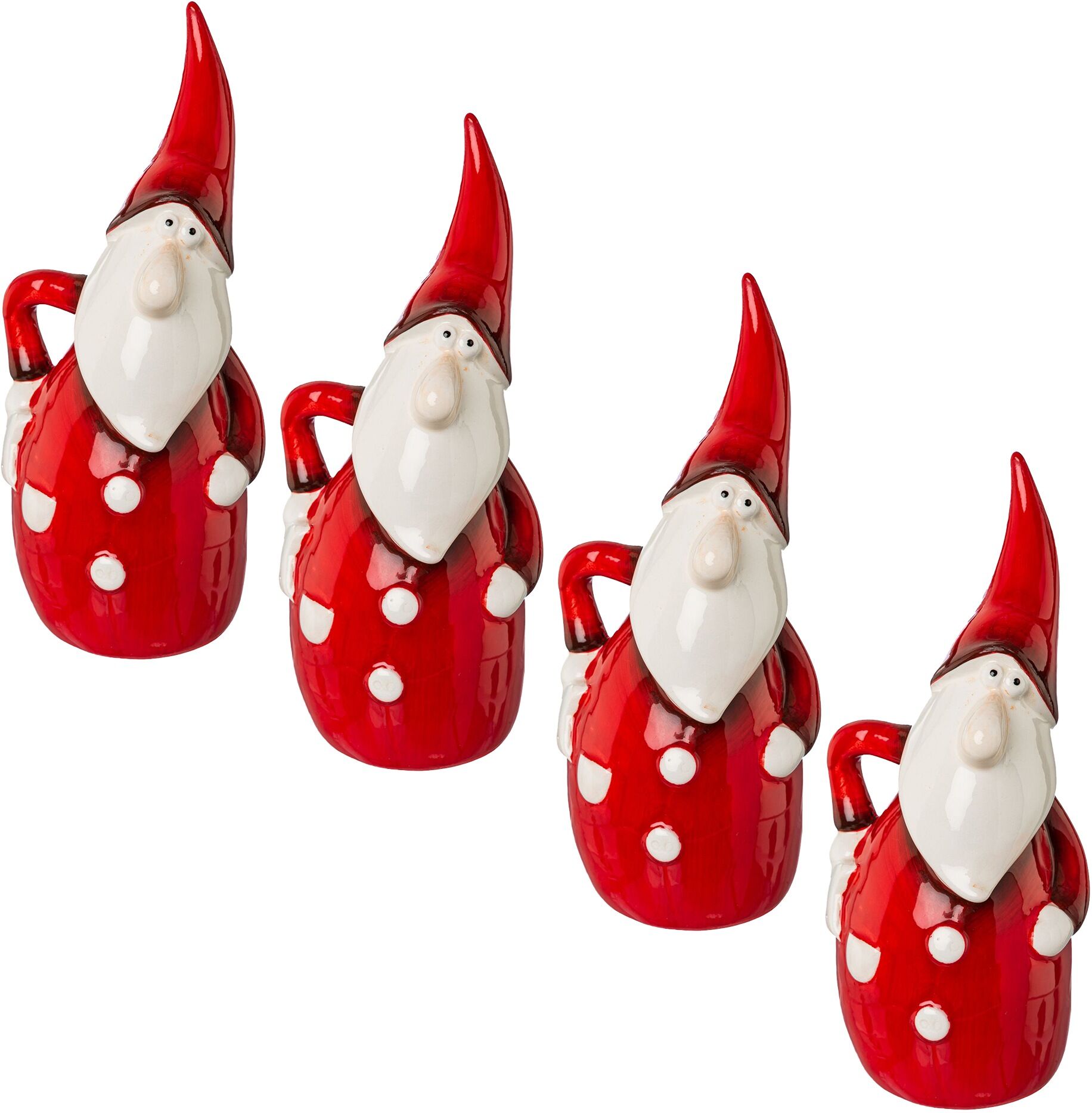 Creativ home Weihnachtsmann, (Set, 4 St.), aus Keramik, Höhe ca. 18 cm rot