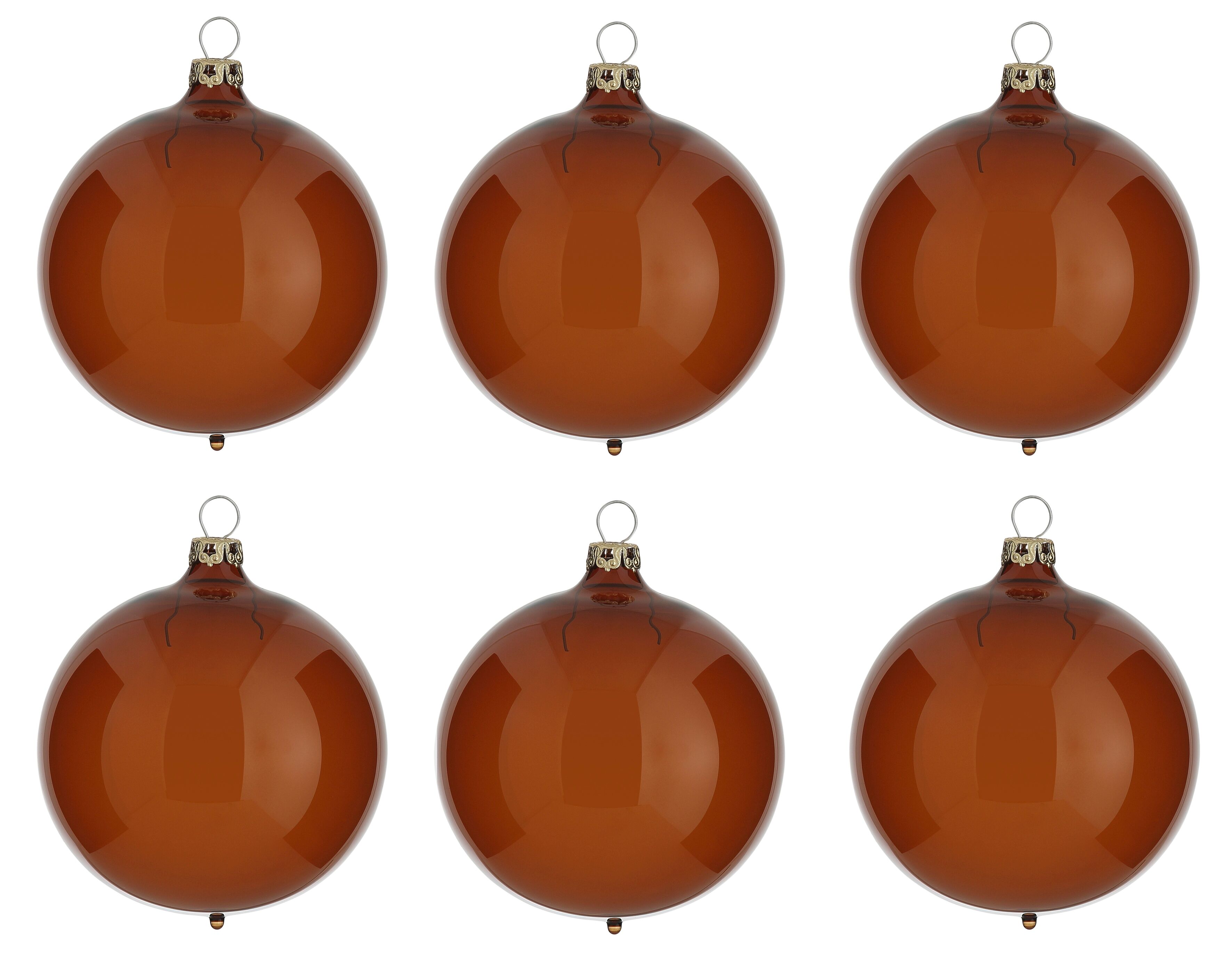 Thüringer Glasdesign Weihnachtsbaumkugel »Transparent«, (Set, 6 St.), braun braun