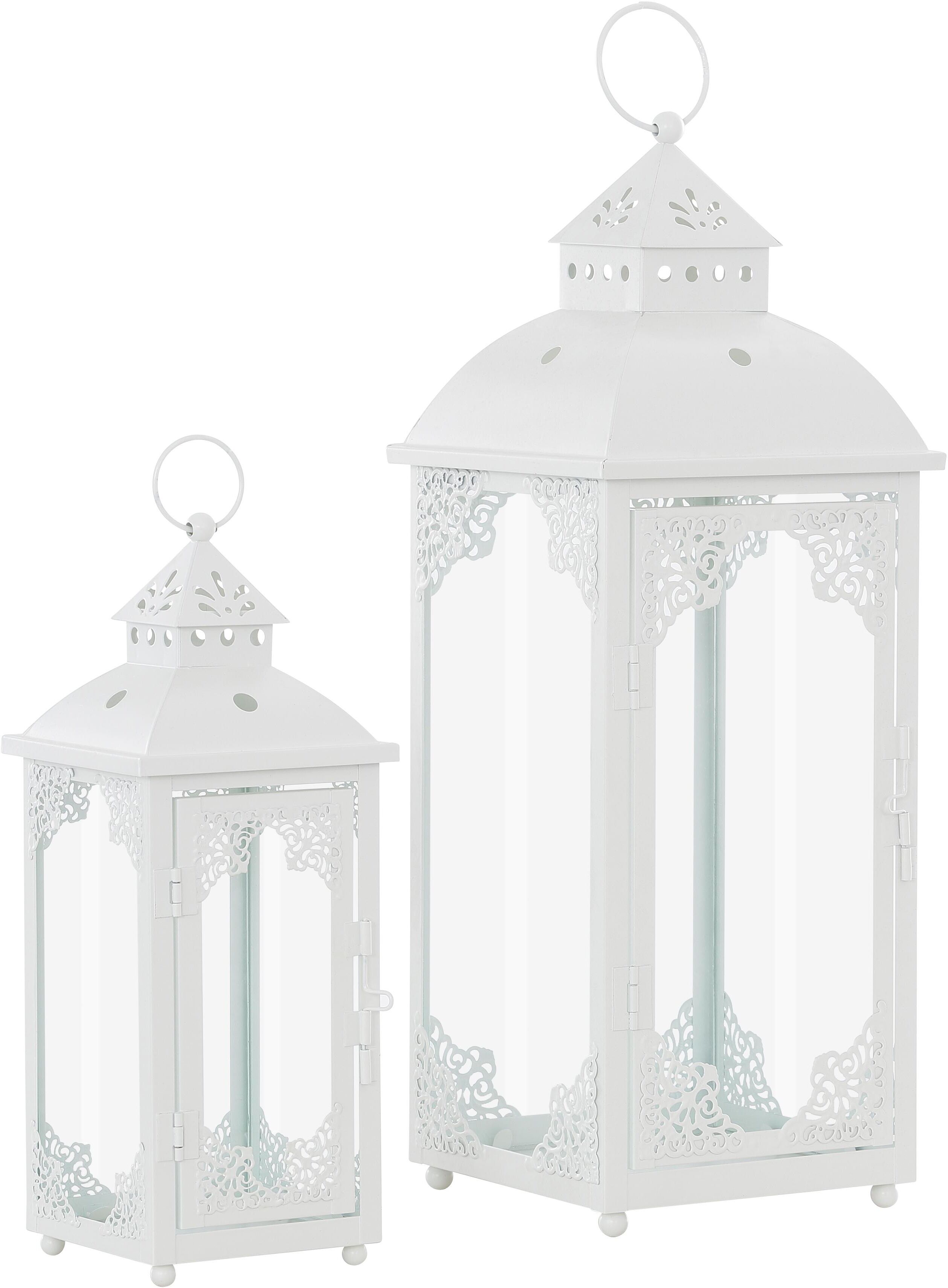 Home affaire Kerzenlaterne, (Set, 2 St.), mit filigranen Ornamenten weiss