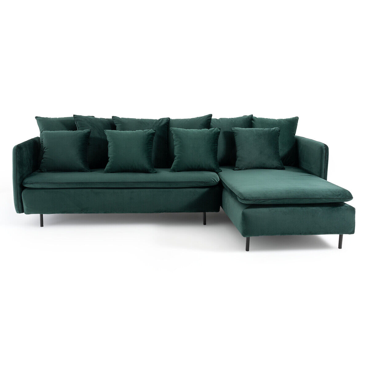 LA REDOUTE INTERIEURS Ecksofa Ivete, Samt GRÜN;BLAU;GRAU;BEIGE