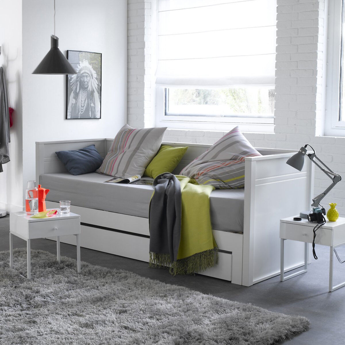 LA REDOUTE INTERIEURS Bett Leeds, zum Doppelbett ausziehbar WEISS