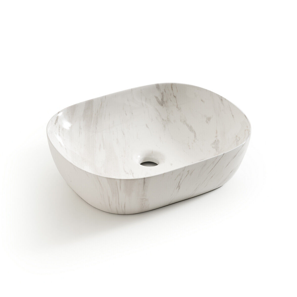 LA REDOUTE INTERIEURS Waschbecken Mabel, oval, Keramik marmoriert WEISS