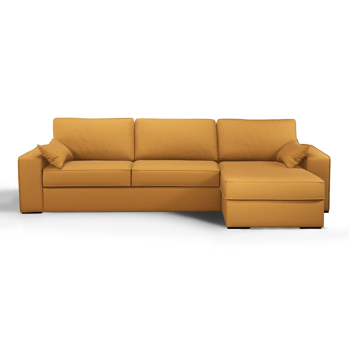 LA REDOUTE INTERIEURS Eckschlafsofa Cécilia, Baumwolle/Leinen, Schaumstoff GELB;BLAU