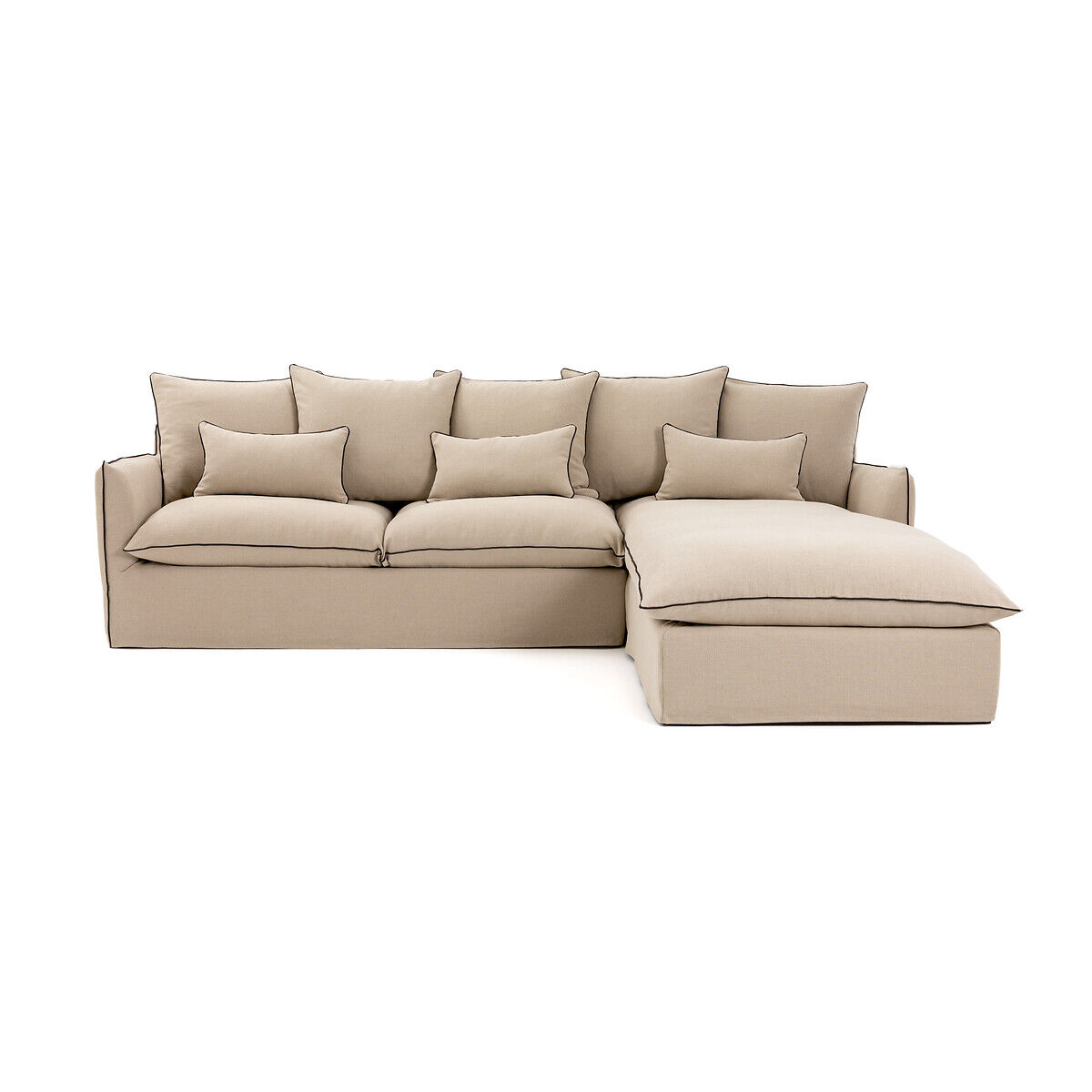 LA REDOUTE INTERIEURS Eckschlafsofa Odna mit Bultex-Polsterung, Leinen BEIGE;WEISS