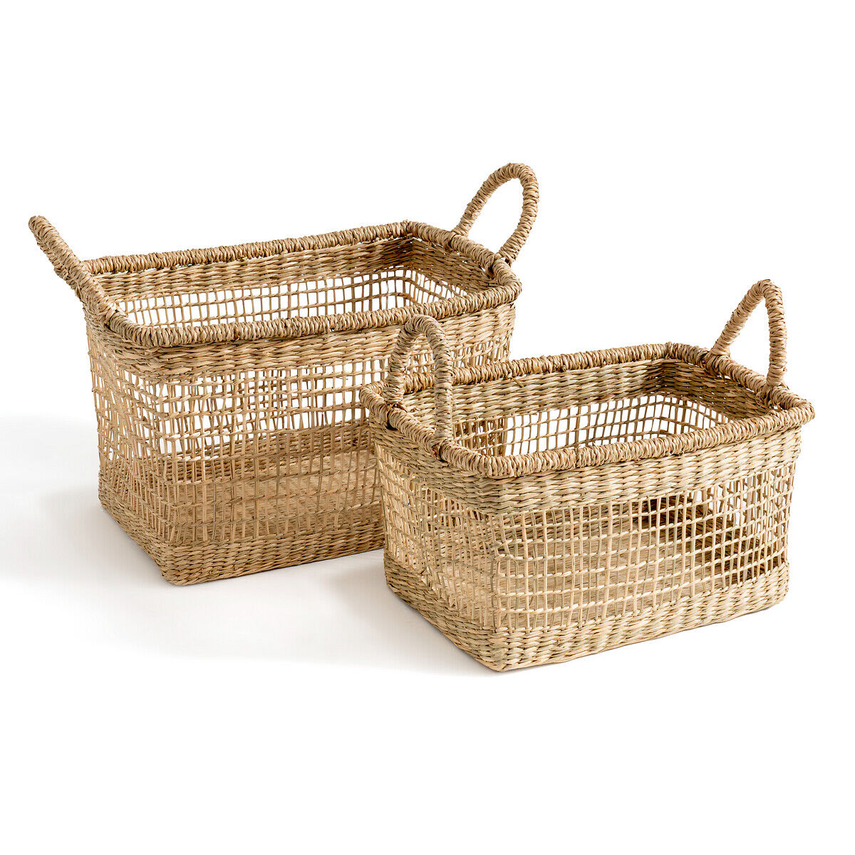 LA REDOUTE INTERIEURS 2er-Set Körbe Sola mit Henkeln, Pflanzengeflecht BEIGE