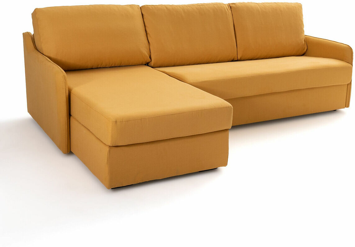 LA REDOUTE INTERIEURS Eckschlafsofa Nano, Baumwolle/Leinen, Latex BLAU;GELB