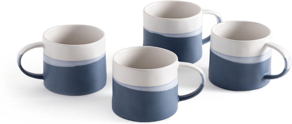 LA REDOUTE INTERIEURS 4er-Set Becher Electric, Steingut mit Dégradé-Muster GRÜN;BLAU;GELB