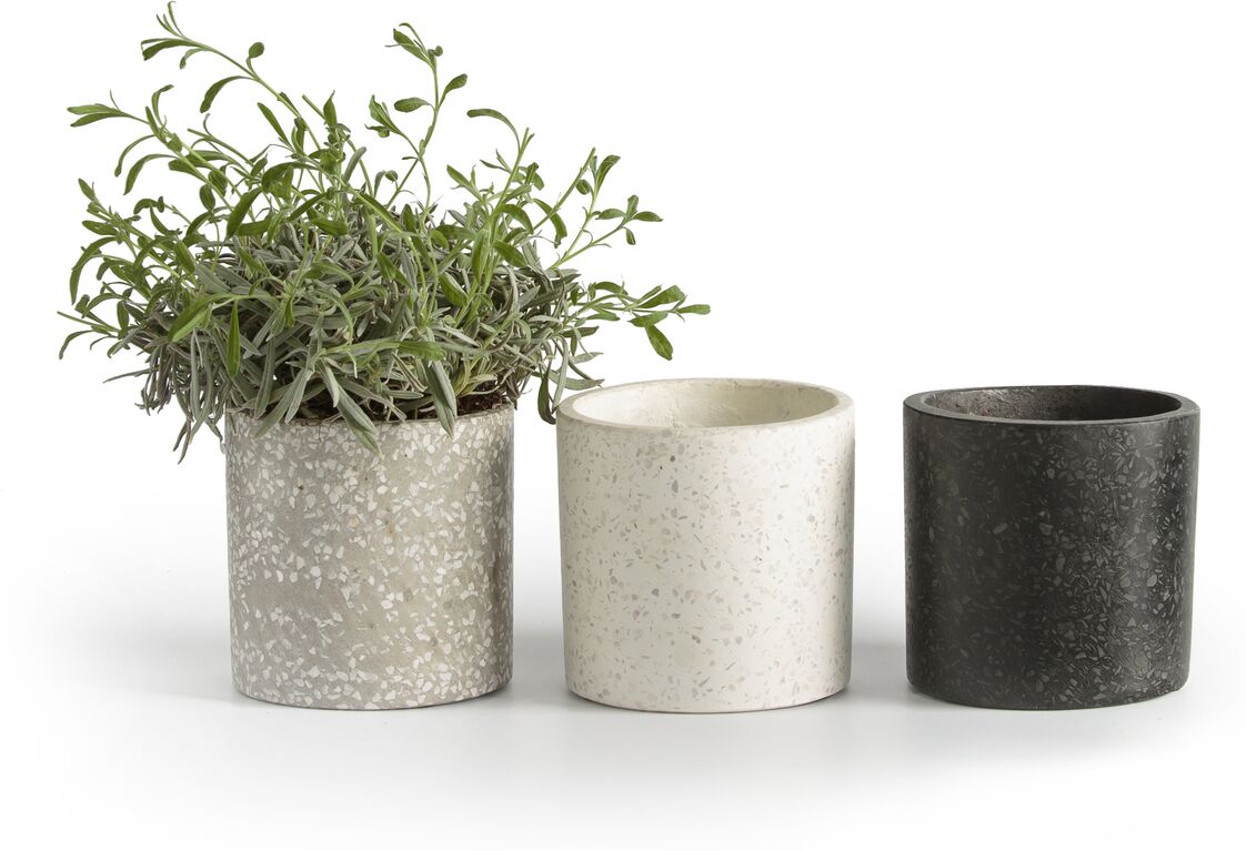 LA REDOUTE INTERIEURS 3er-Set Übertöpfe aus Terrazzo BOHAM WEISS