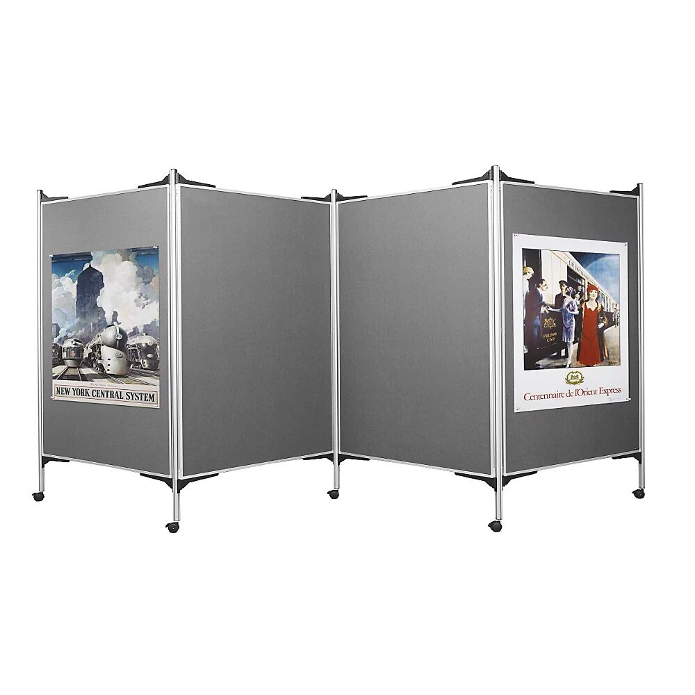 magnetoplan Präsentationswand-Set, mobil 4 Pinntafeln, 5 Säulen Breite 4 x 1200 mm