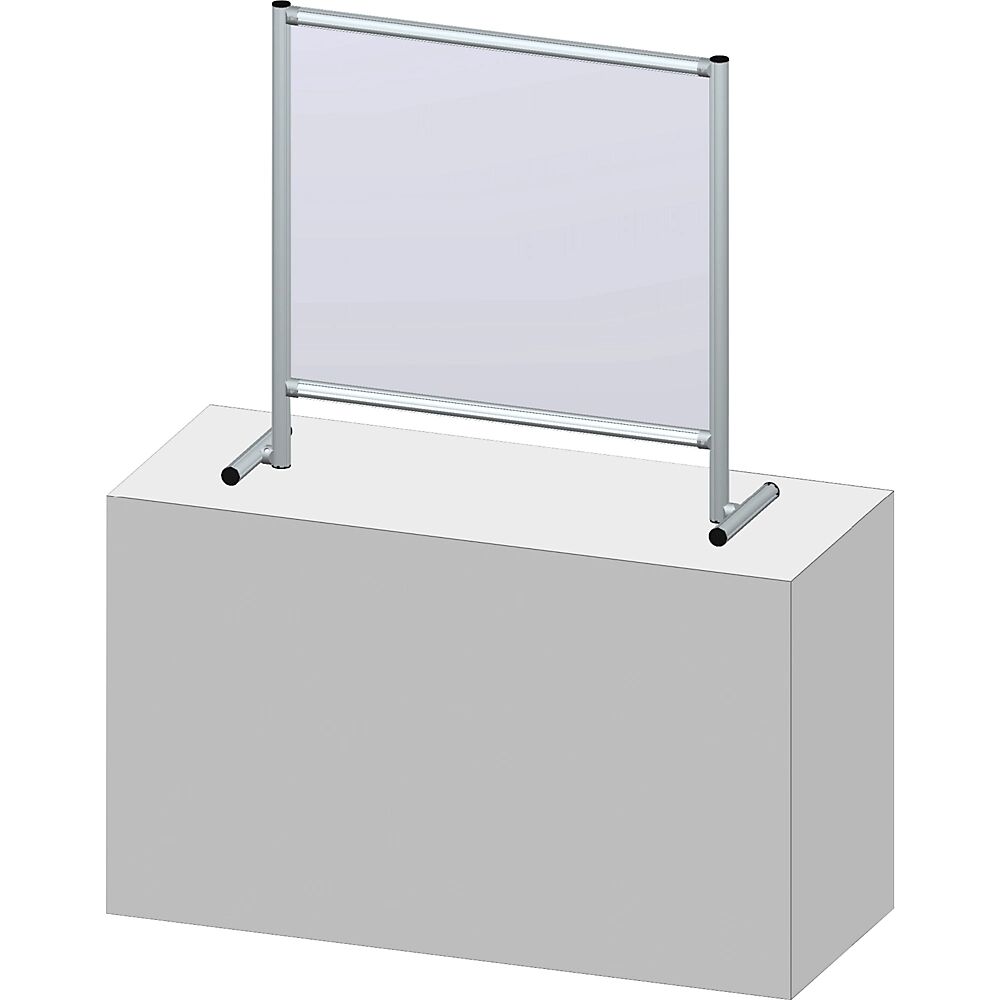 Aluminium-Virenschutzwand mit durchsichtiger Plexiglasscheibe Größe S BxH 1000 x 1000 mm, ab 2 Stk