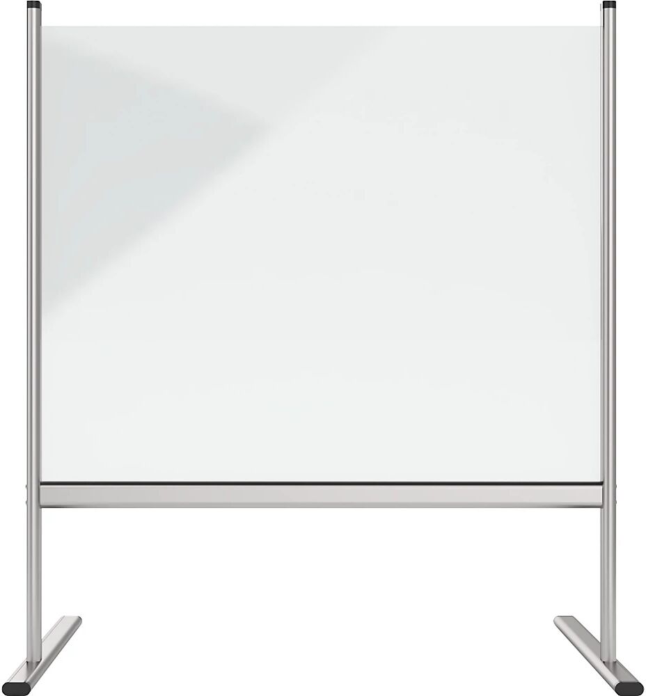 magnetoplan Hygienewand Acrylglas mit Alurahmen, Füße transparent BxH 830 x 925 mm