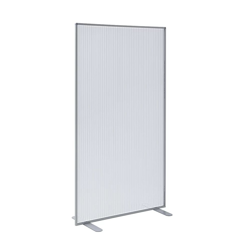 Sichtschutz-Trennwand mit Polycarbonat-Stegplatte, weißaluminium HxBxT 1805 x 1000 x 480 mm