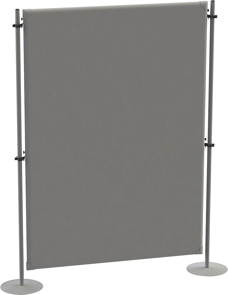 EUROKRAFTpro Akustik-Trennwand mit 2 Rondenfüßen, Grundelement BxT 1200 x 280 mm, grau