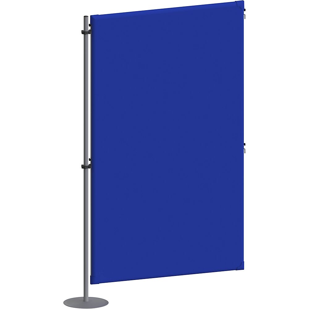 EUROKRAFTpro Akustik-Trennwand mit 1 Rondenfuß, Anbauelement BxT 1000 x 280 mm, blau