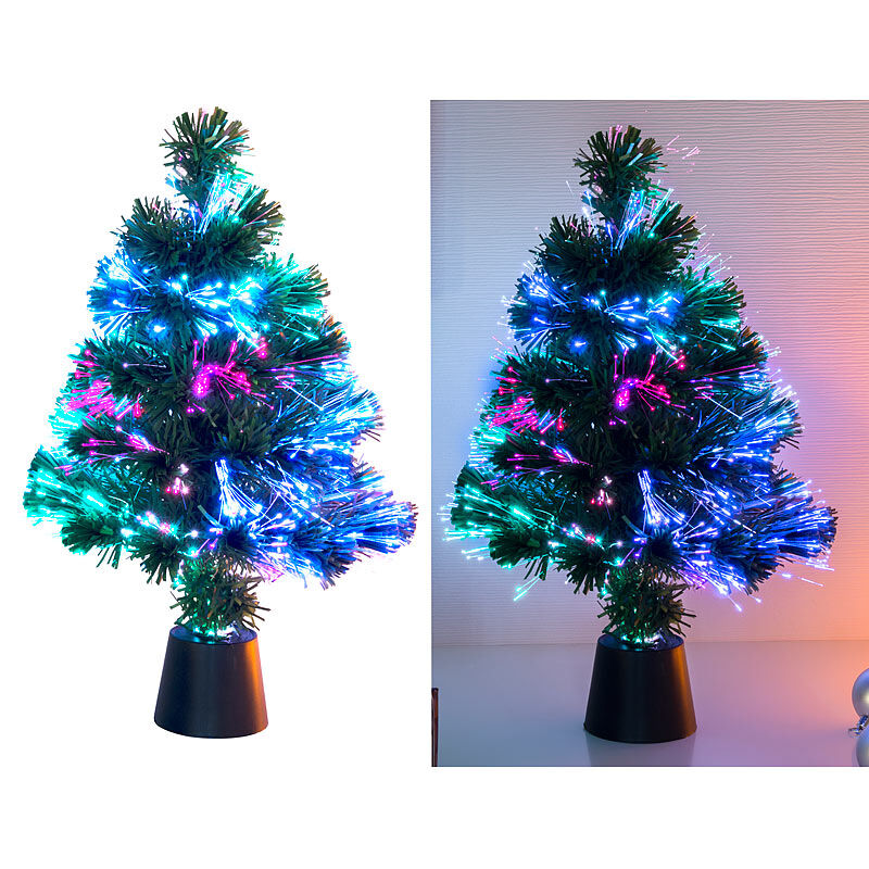 Lunartec Deko-Tannenbaum, dreifarbige LED-Beleuchtung, Batteriebetrieb, 45 cm