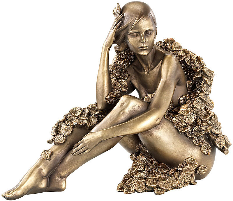 Carlo Milano Sitzende Frauen-Statuette, Kunstharz-Guss in Bronzeoptik