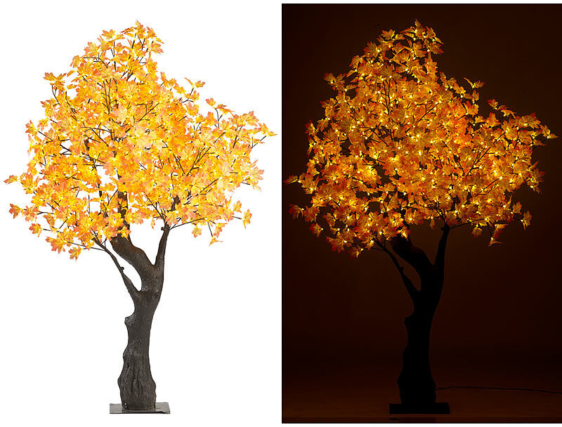 Luminea LED-Deko-Ahornbaum, 576 beleuchtete Herbstblättern, 200 cm, für innen